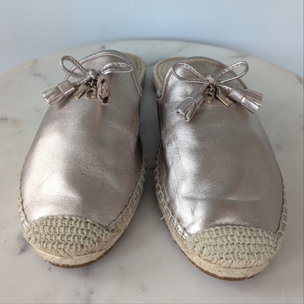 Coach Cassidy Metallic Leather Slip On Espadrille Mules - Picture 7 of 12